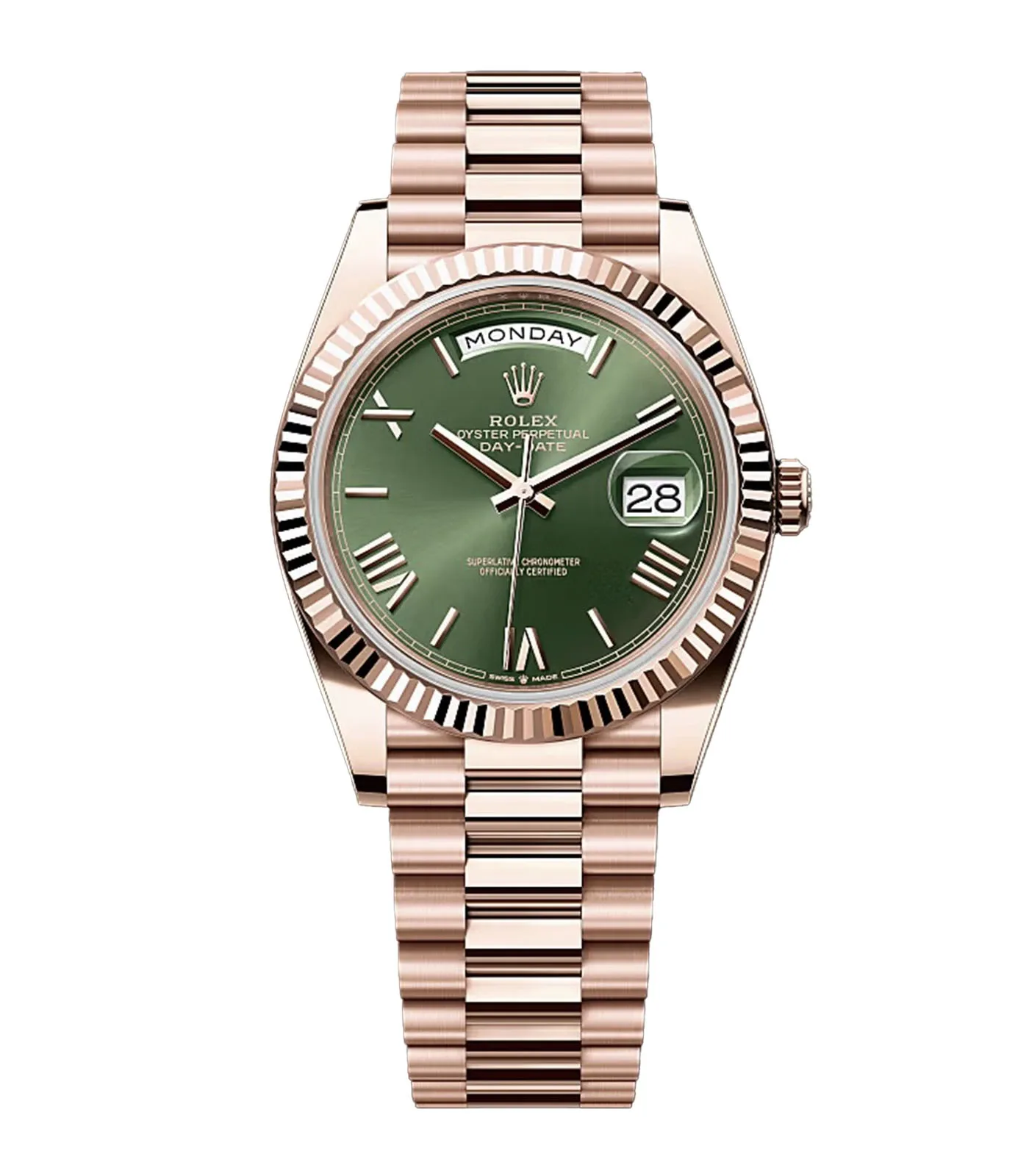 Rolex Day-Date 40 Everose Gold Olive Green Dial 228235